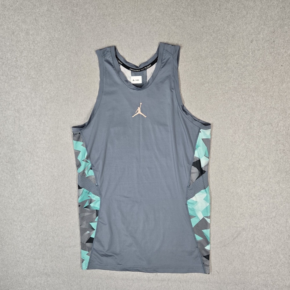 Jordan Boys Tank Top 3XLT Gray Geometric Stay Cool Compression Retro 7 Active